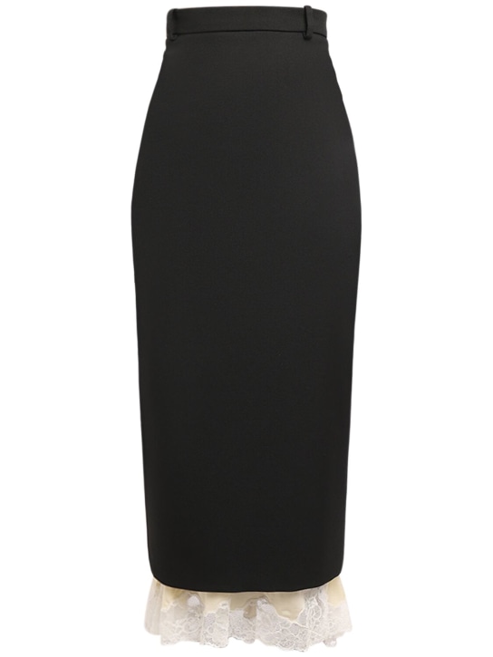 Balenciaga: Lingerie wool tailored skirt - Black/Off White - women_0 | Luisa Via Roma