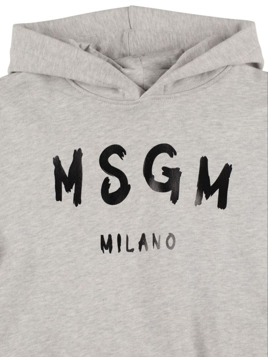 MSGM: Sudadera con capucha y logo estampado - Gris - kids-girls_1 | Luisa Via Roma
