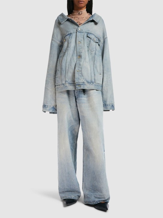 Balenciaga: Veste en denim de coton - Denim Bleu - women_1 | Luisa Via Roma