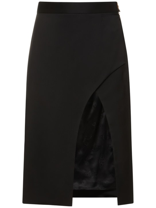 Vivienne Westwood: Rita wool serge maxi slit midi skirt - Black - women_0 | Luisa Via Roma