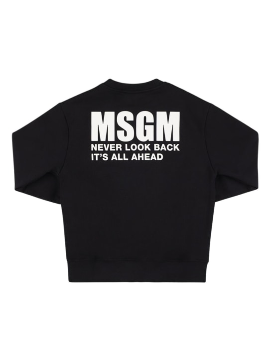 MSGM: Sweat-shirt en coton - Noir - kids-boys_0 | Luisa Via Roma