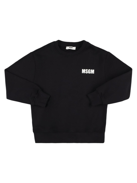 MSGM: Cotton sweatshirt - Black - kids-girls_1 | Luisa Via Roma