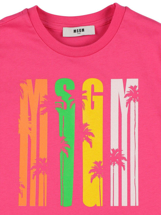 MSGM: Camiseta de algodón jersey - Fucsia - kids-girls_1 | Luisa Via Roma