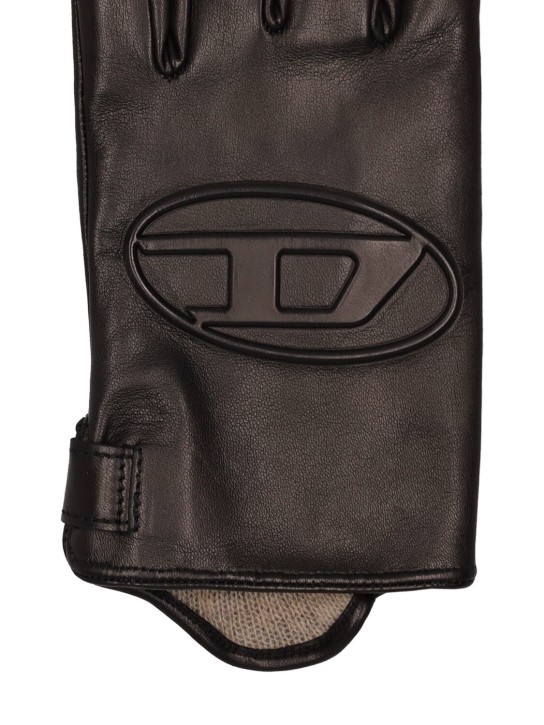Diesel: Oval-D soft Napa leather gloves - Black - men_1 | Luisa Via Roma