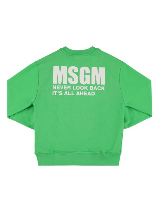 MSGM: Cotton sweatshirt - Green - kids-boys_0 | Luisa Via Roma