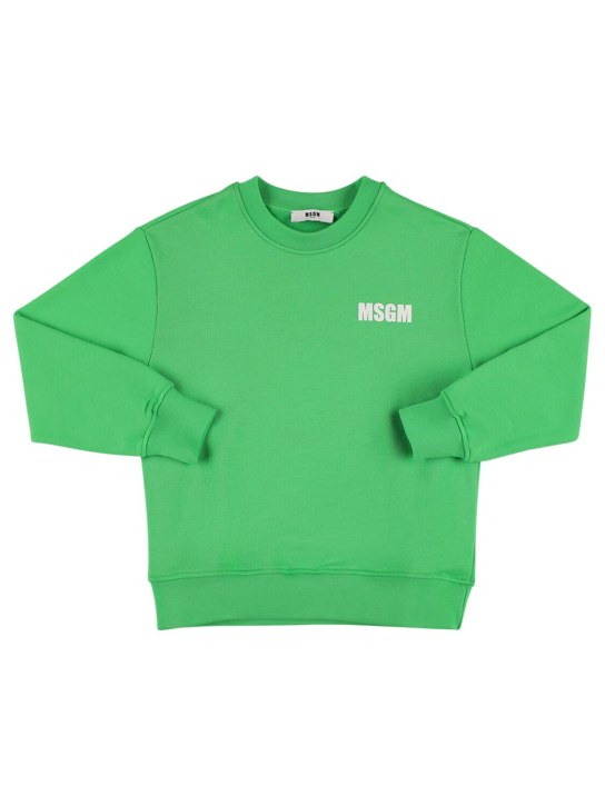 MSGM: Cotton sweatshirt - Green - kids-boys_1 | Luisa Via Roma