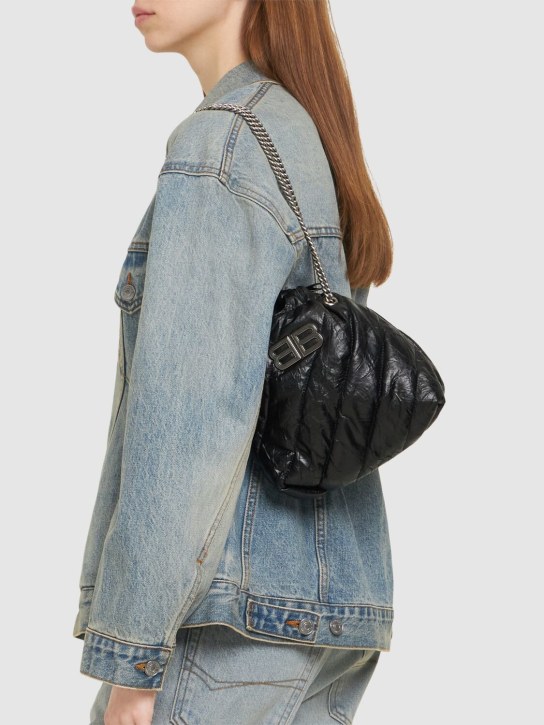Balenciaga: XS Crush quilted leather tote bag - Black - women_1 | Luisa Via Roma