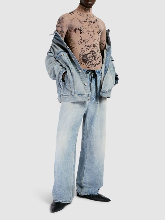 Balenciaga: Pantalon baggy oversize en denim - Outback Blue - men_1 | Luisa Via Roma