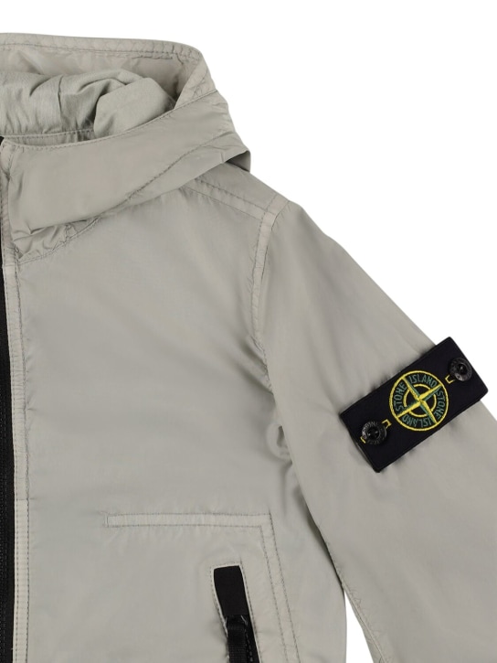 Stone Island: Crinkled nylon jacket w/ logo patch - Grey - kids-boys_1 | Luisa Via Roma