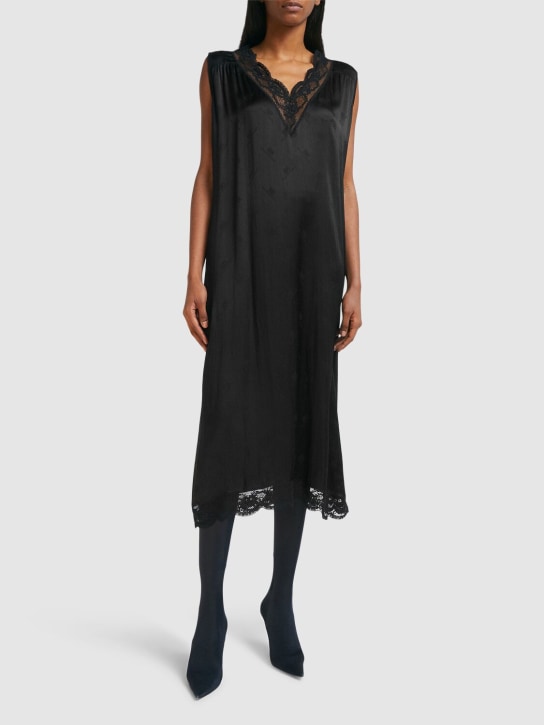 Balenciaga: Négligé silk dress - Black - women_1 | Luisa Via Roma
