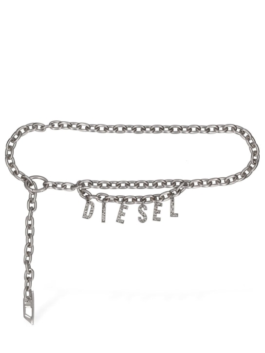 Diesel: B-Charm embellished metallic belt - Silver - women_0 | Luisa Via Roma
