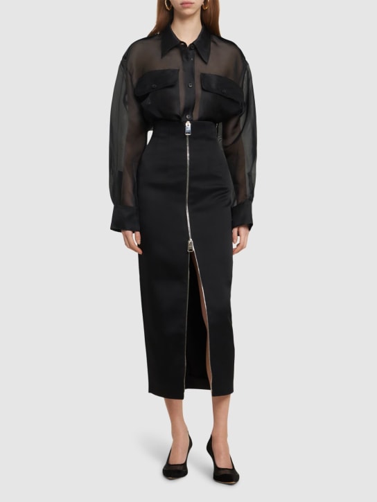 Khaite: Camisa de seda - Negro - women_1 | Luisa Via Roma