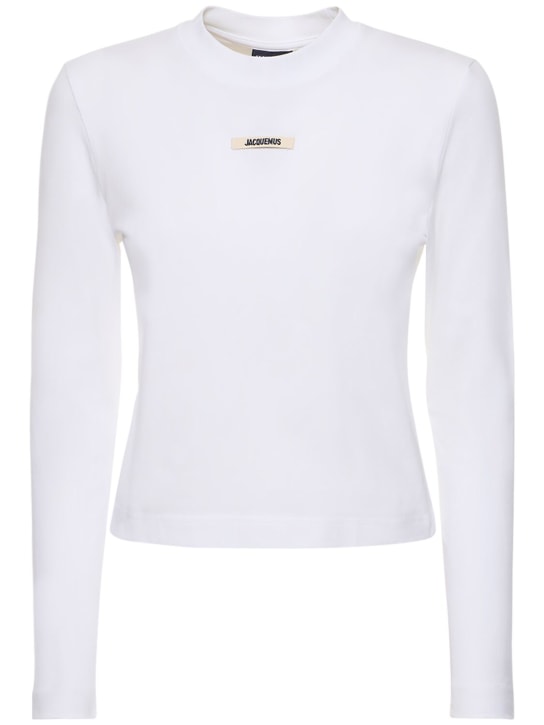 Jacquemus: Le T-shirt Gros Grain长袖上衣 - 白色 - women_0 | Luisa Via Roma