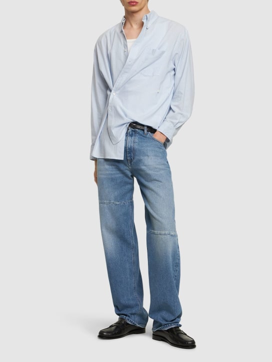 Dunst: Oversize unisex shirt - Blue/Grey Strip - men_1 | Luisa Via Roma