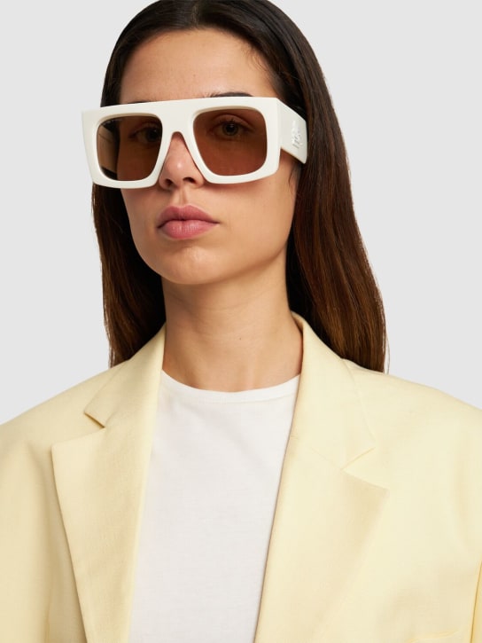 Etro: Etroscreen oversize squared sunglasses - Ivory/Brown - women_1 | Luisa Via Roma