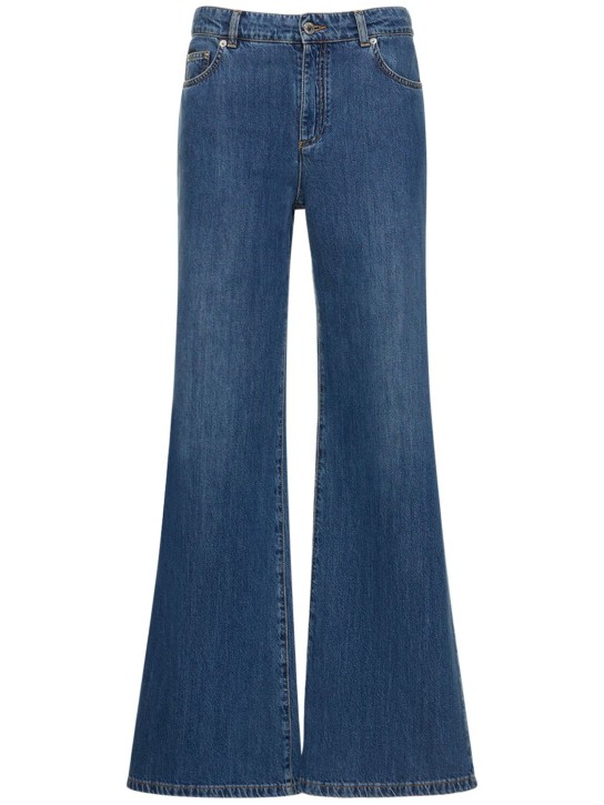 Moschino: Denim cotton low rise wide jeans - Blue - women_0 | Luisa Via Roma
