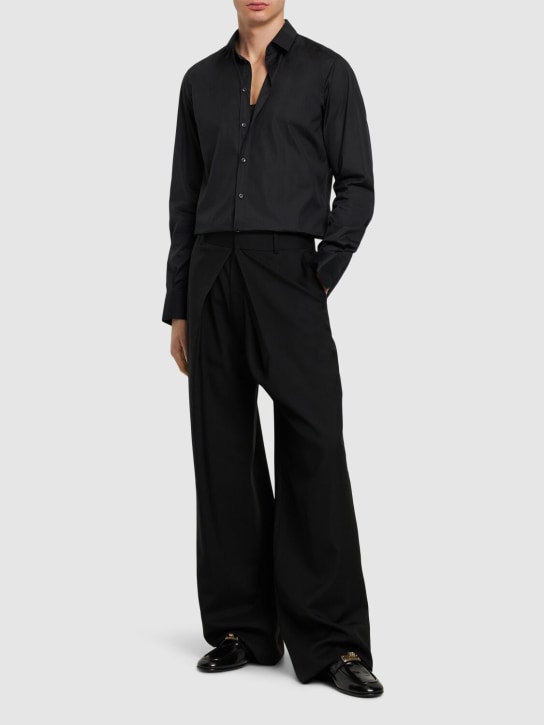 Dolce&Gabbana: Cotton poplin shirt - Black - men_1 | Luisa Via Roma