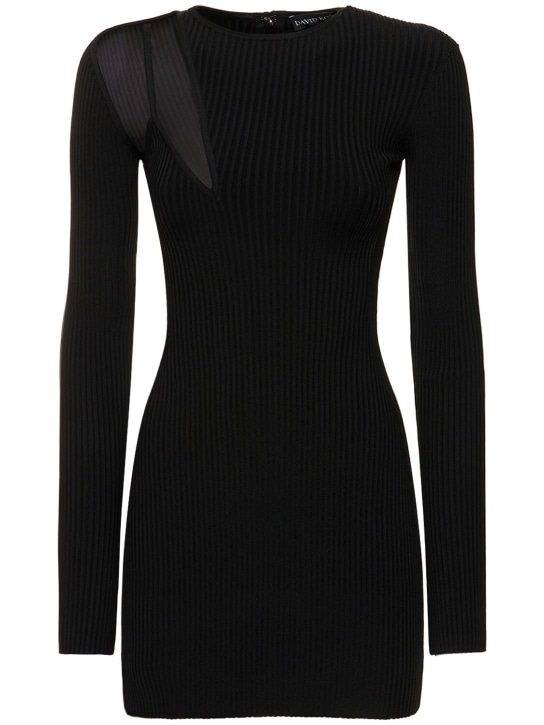 David Koma: Bra detail net insert knit mini dress - Black - women_0 | Luisa Via Roma