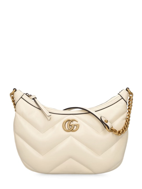 Gucci: Sac porté épaule petit format en cuir GG Marmont - Antique White - women_0 | Luisa Via Roma