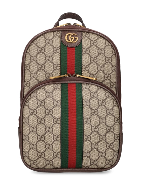 Gucci: Rucksack aus GG-Supreme-Stoff - Beige/Ebony - men_0 | Luisa Via Roma