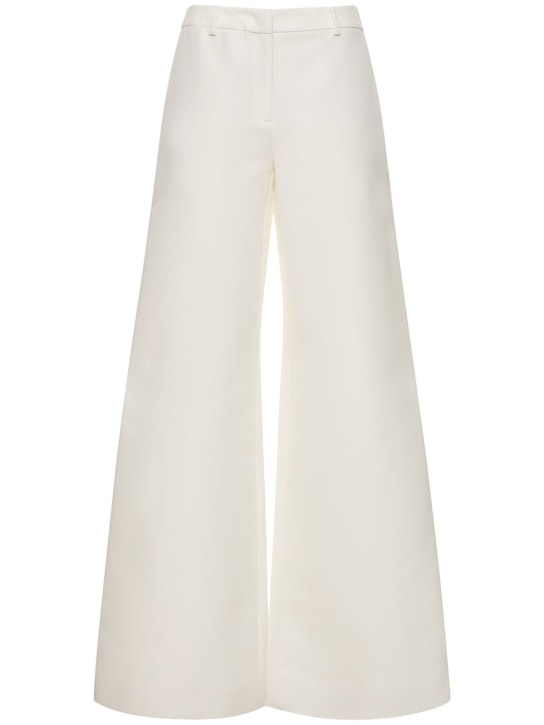 Moschino: Cotton duchesse wide pants - White - women_0 | Luisa Via Roma