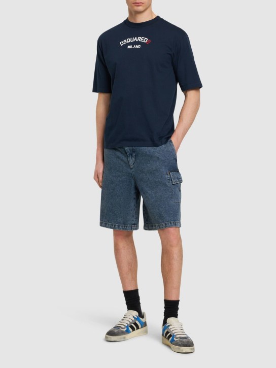 Dsquared2: Camiseta de algodón estampada - Navy - men_1 | Luisa Via Roma