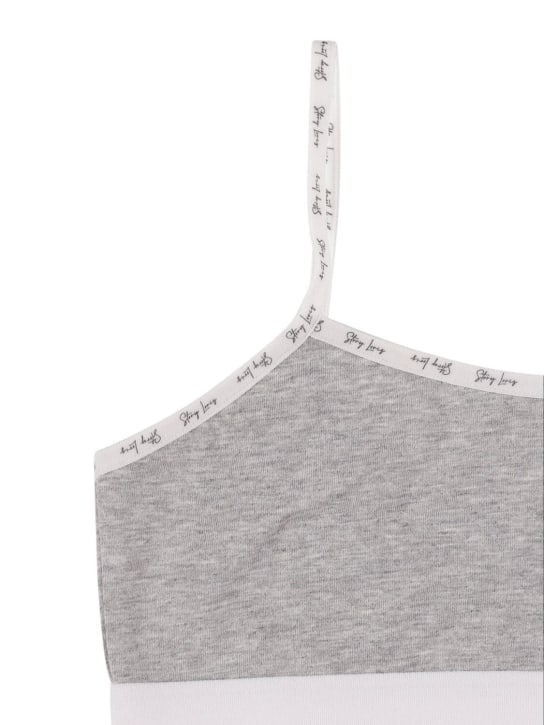Story Loris: Logo print cotton bra top - Grey - kids-girls_1 | Luisa Via Roma