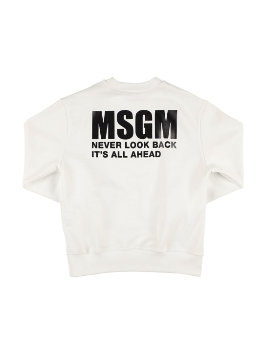 MSGM: Sweat-shirt en coton - Blanc - kids-boys_0 | Luisa Via Roma