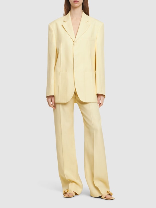 Jacquemus: La Veste d'Homme satin jacket - Light Yellow - women_1 | Luisa Via Roma