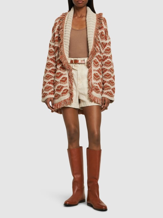 Alanui: Cardigan Hawa Mahal in maglia di cotone e lino - Arancione/Multi - women_1 | Luisa Via Roma