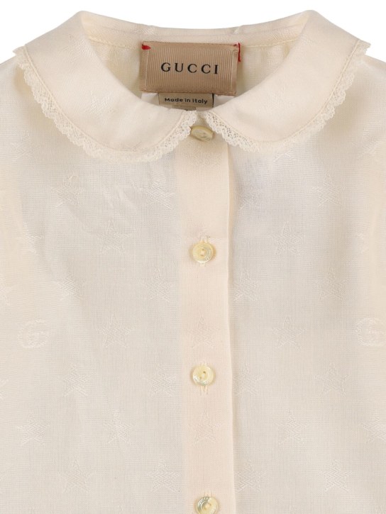 Gucci: GG cotton polo shirt - Ivory - kids-girls_1 | Luisa Via Roma