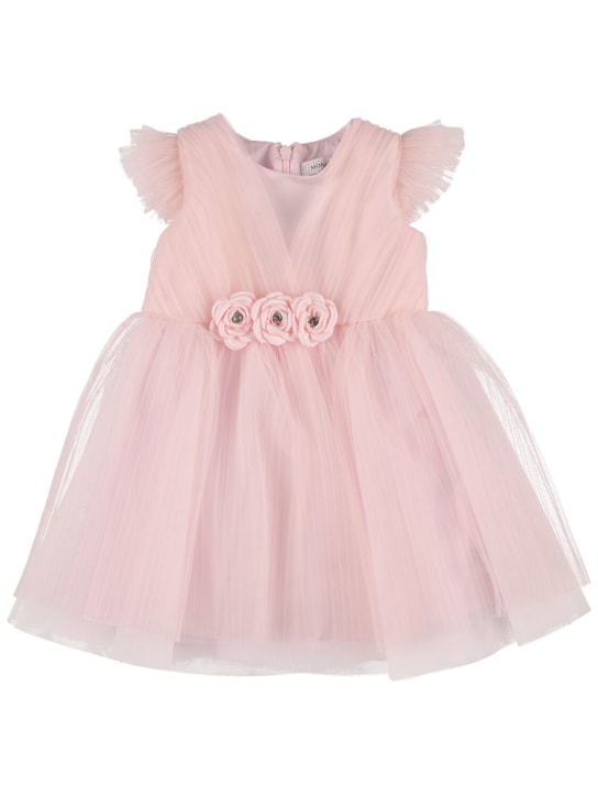 Monnalisa: Plissé tulle party dress - Pink - kids-girls_0 | Luisa Via Roma