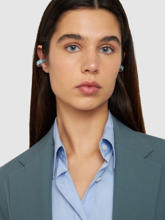 Magda Butrym: Set of 2 crystal baguette ear cuffs - Light Blue - women_1 | Luisa Via Roma