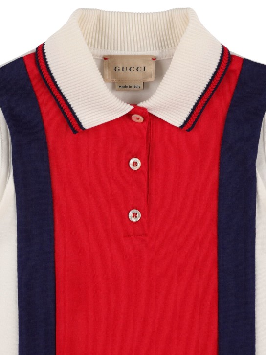 Gucci: Heavy cotton dress - Milk/Red - kids-girls_1 | Luisa Via Roma