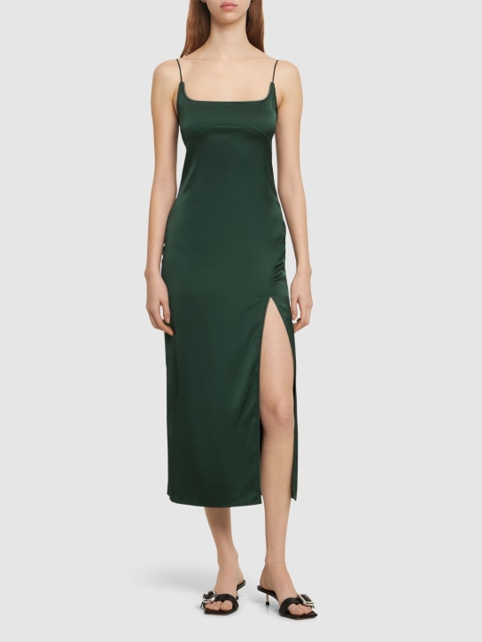 Jacquemus: La Robe Notte satin midi dress - Green - women_1 | Luisa Via Roma