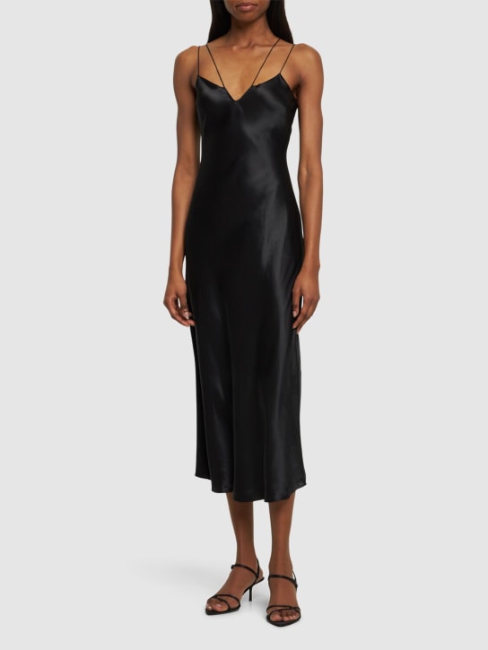 The Garment: Catania silk satin slip dress - Black - women_1 | Luisa Via Roma
