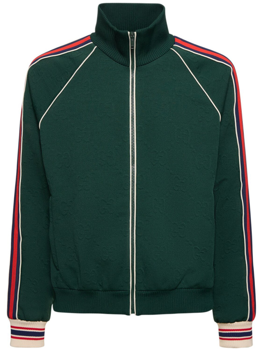 Gucci: Iconic GG tech zip-up sweatshirt - Bottle Green - men_0 | Luisa Via Roma