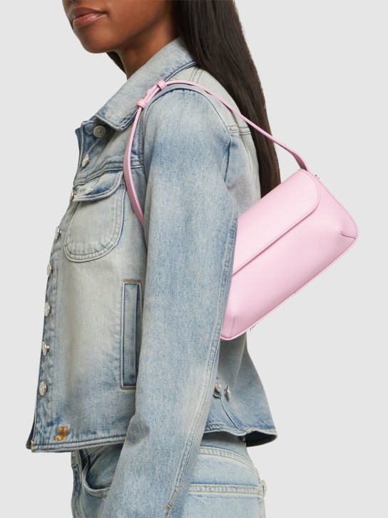Courreges: Sleek leather shoulder bag - Candy Pink - women_1 | Luisa Via Roma