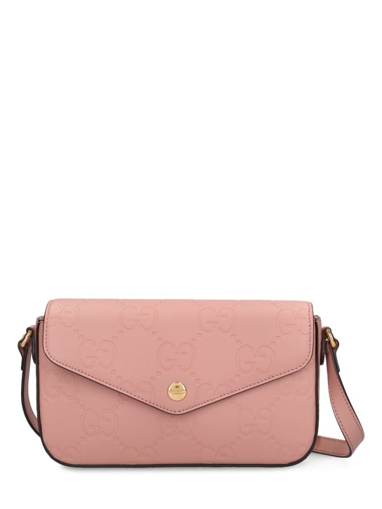 Gucci: Super Mini GG leather shoulder bag - Pink - women_0 | Luisa Via Roma