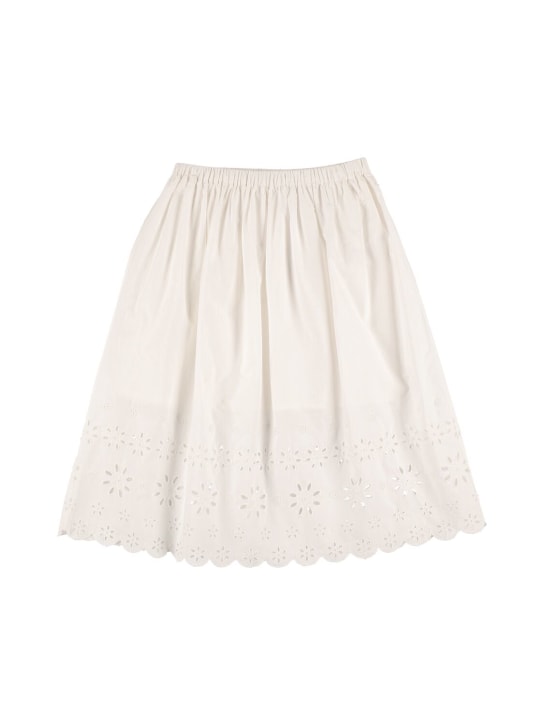 Bonpoint: Cotton poplin skirt w/embroidery - White - kids-girls_0 | Luisa Via Roma
