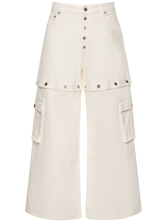 Off-White: Jeans baggy fit in denim di cotone con logo 90s - Bianco Naturale - men_0 | Luisa Via Roma