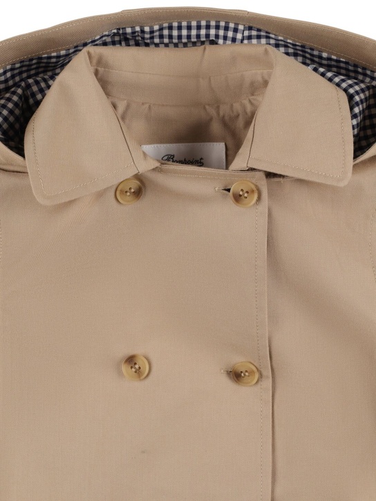 Bonpoint: Cotton gabardine trench coat w/hood - Beige - kids-girls_1 | Luisa Via Roma