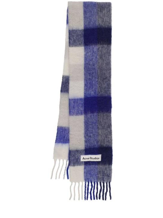 Acne Studios: Vally soft alpaca blend scarf - Blue/White/Grey - women_0 | Luisa Via Roma