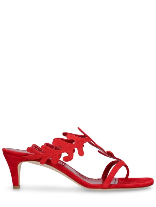 Manolo Blahnik: 50mm Hidrag suede mule sandals - Bright Red - women_0 | Luisa Via Roma