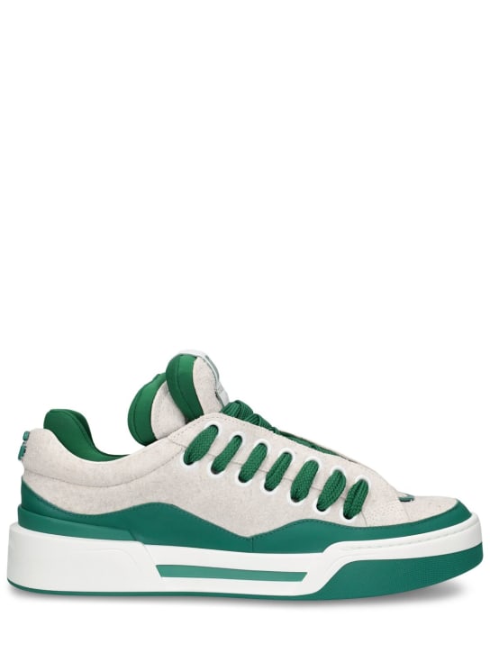 Dolce&Gabbana: Sneakers Mega Skate de ante y piel - White/Emerald - men_0 | Luisa Via Roma