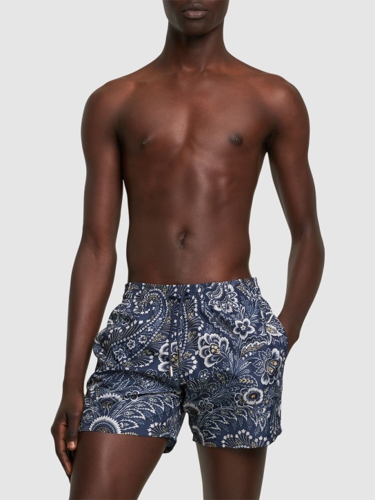 Etro: Printed swim shorts - Blue - men_1 | Luisa Via Roma