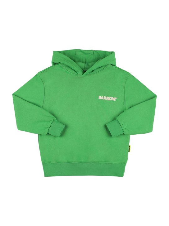Barrow: Printed cotton sweatshirt hoodie - Green - kids-boys_1 | Luisa Via Roma