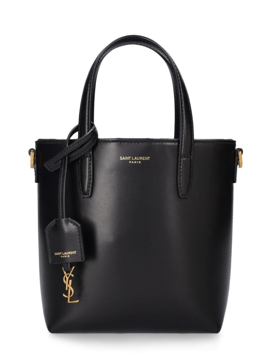 Saint Laurent: Mini Toy leather shopping bag - Black - women_0 | Luisa Via Roma