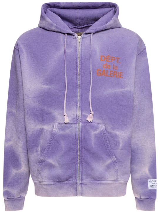 Gallery Dept.: Washed logo zip hoodie - Purple - men_0 | Luisa Via Roma