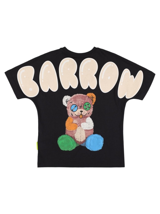 Barrow: 印花棉质平纹针织T恤 - 黑色 - kids-girls_0 | Luisa Via Roma